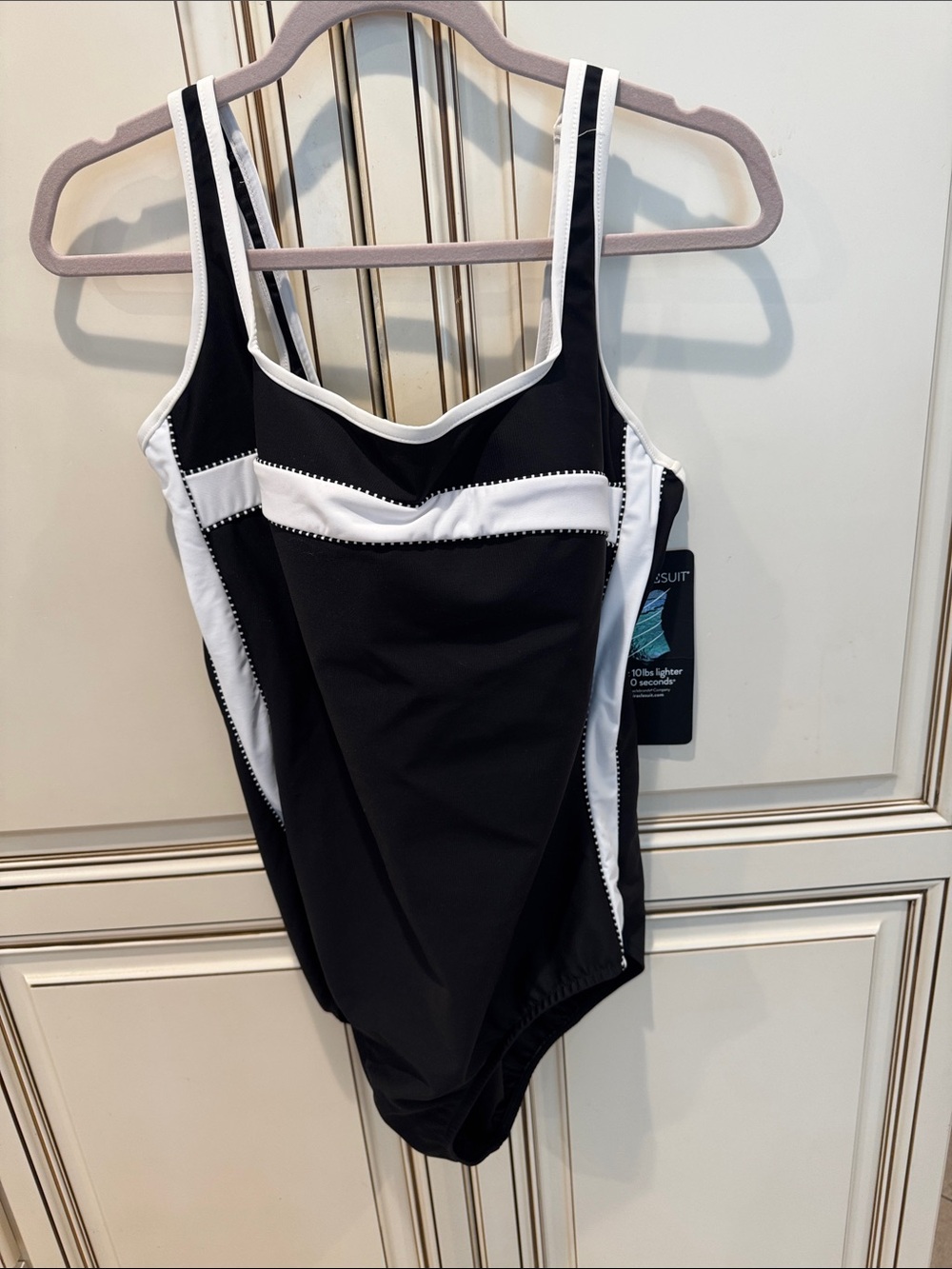 Miraclesuit Black with White Trim One-Piece Swimsuit